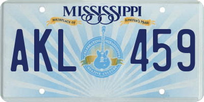 MS license plate AKL459