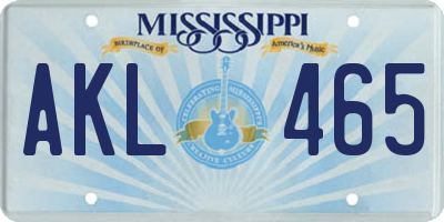 MS license plate AKL465