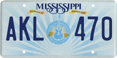 MS license plate AKL470