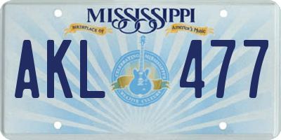 MS license plate AKL477