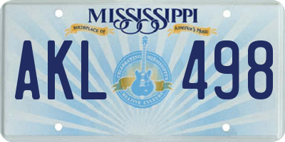 MS license plate AKL498
