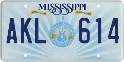 MS license plate AKL614