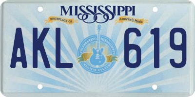MS license plate AKL619