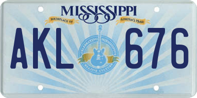 MS license plate AKL676