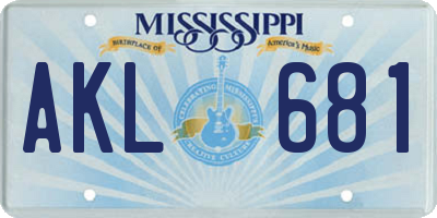 MS license plate AKL681