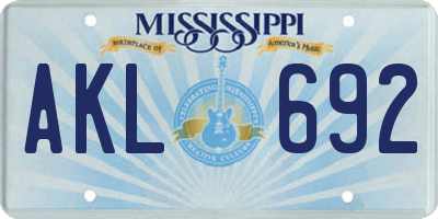 MS license plate AKL692