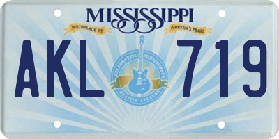 MS license plate AKL719