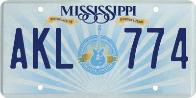 MS license plate AKL774