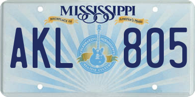 MS license plate AKL805
