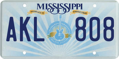 MS license plate AKL808