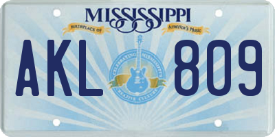 MS license plate AKL809