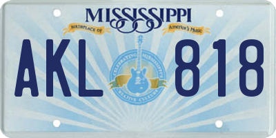 MS license plate AKL818