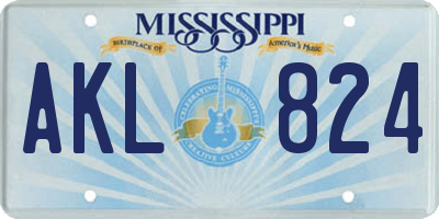 MS license plate AKL824