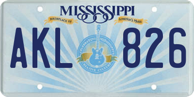 MS license plate AKL826