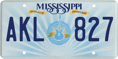 MS license plate AKL827