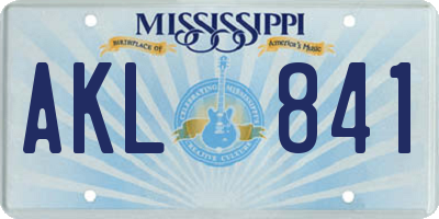 MS license plate AKL841