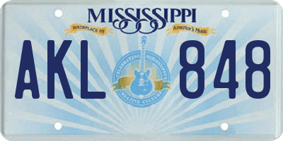 MS license plate AKL848