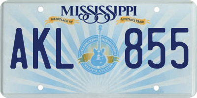 MS license plate AKL855
