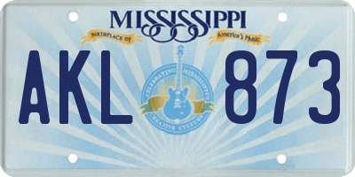MS license plate AKL873
