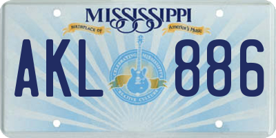MS license plate AKL886
