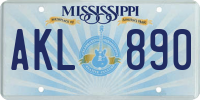 MS license plate AKL890
