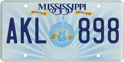 MS license plate AKL898