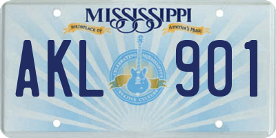 MS license plate AKL901