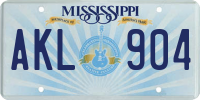 MS license plate AKL904