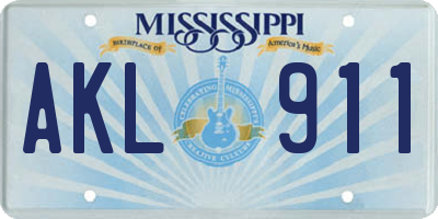 MS license plate AKL911