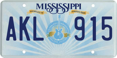 MS license plate AKL915