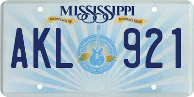 MS license plate AKL921