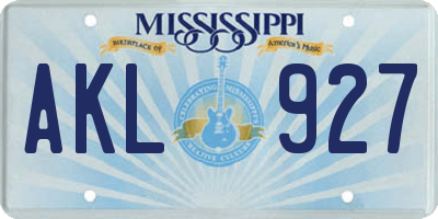 MS license plate AKL927