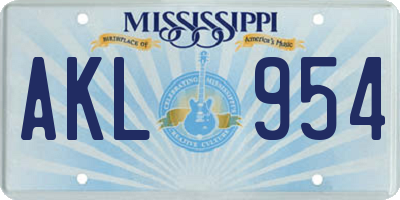 MS license plate AKL954