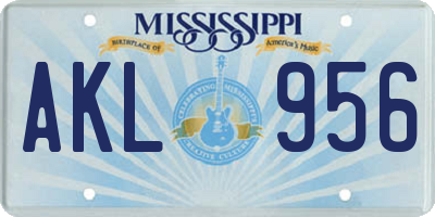 MS license plate AKL956