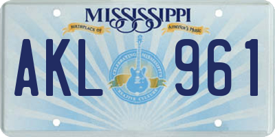 MS license plate AKL961