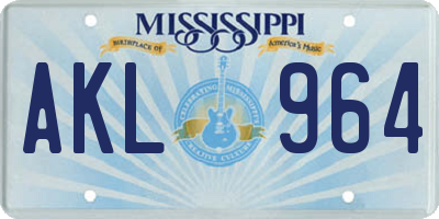 MS license plate AKL964