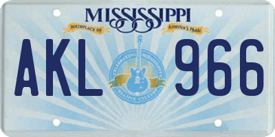 MS license plate AKL966