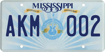 MS license plate AKM002