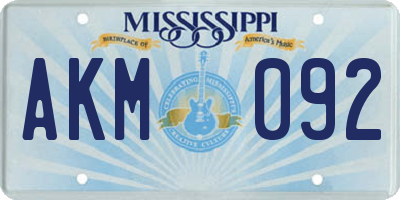 MS license plate AKM092