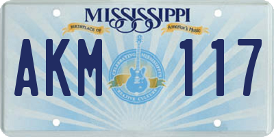MS license plate AKM117
