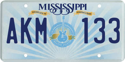 MS license plate AKM133