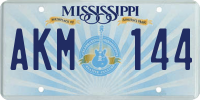 MS license plate AKM144