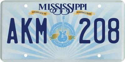MS license plate AKM208
