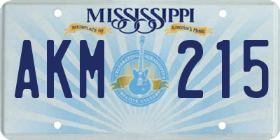 MS license plate AKM215
