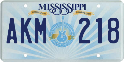 MS license plate AKM218