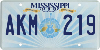 MS license plate AKM219