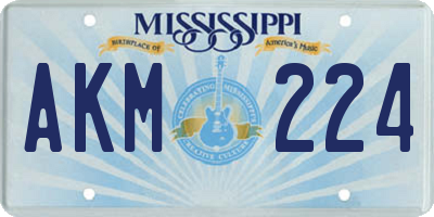 MS license plate AKM224