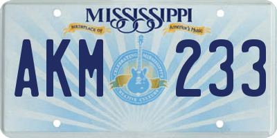 MS license plate AKM233