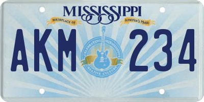 MS license plate AKM234