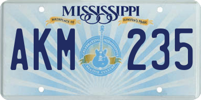 MS license plate AKM235